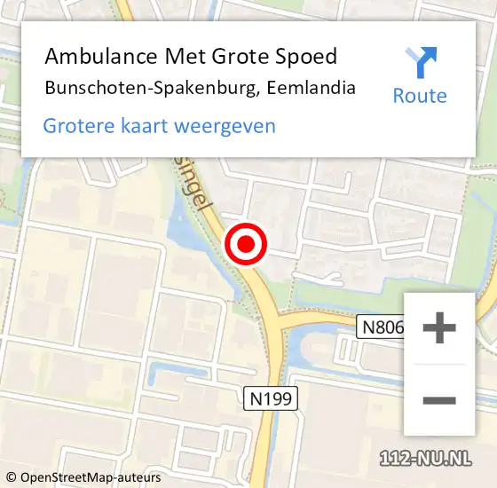 Locatie op kaart van de 112 melding: Ambulance Met Grote Spoed Naar Bunschoten-Spakenburg, Eemlandia op 4 oktober 2014 02:31