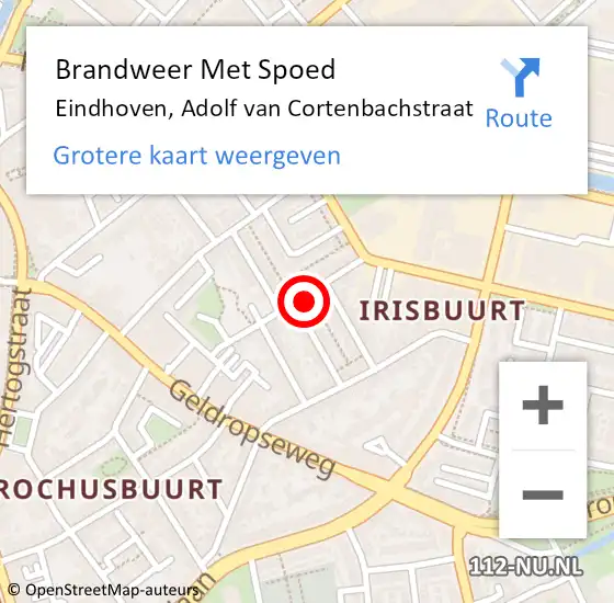 Locatie op kaart van de 112 melding: Brandweer Met Spoed Naar Eindhoven, Adolf van Cortenbachstraat op 29 april 2024 14:14
