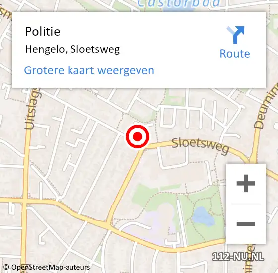 Locatie op kaart van de 112 melding: Politie Hengelo, Sloetsweg op 29 april 2024 14:14