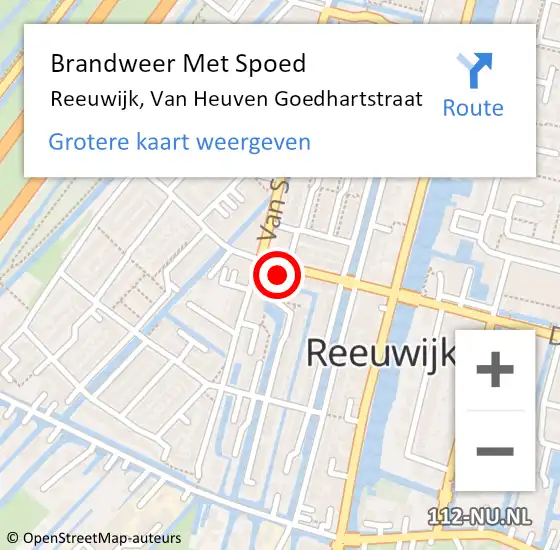 Locatie op kaart van de 112 melding: Brandweer Met Spoed Naar Reeuwijk, Van Heuven Goedhartstraat op 29 april 2024 14:25