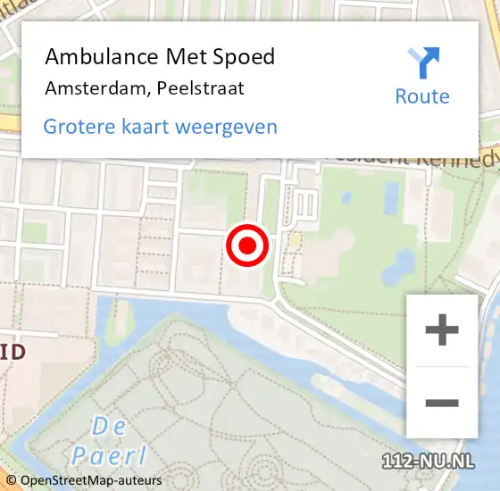 Locatie op kaart van de 112 melding: Ambulance Met Spoed Naar Amsterdam, Peelstraat op 29 april 2024 14:27