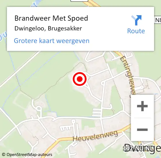 Locatie op kaart van de 112 melding: Brandweer Met Spoed Naar Dwingeloo, Brugesakker op 29 april 2024 14:43