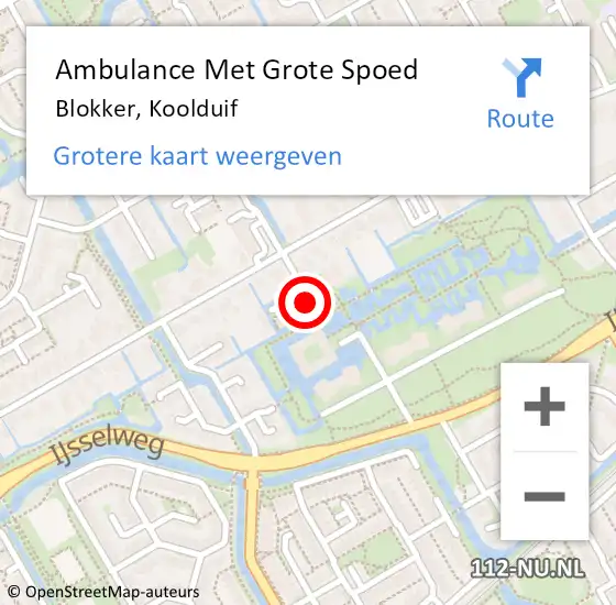 Locatie op kaart van de 112 melding: Ambulance Met Grote Spoed Naar Blokker, Koolduif op 29 april 2024 14:50