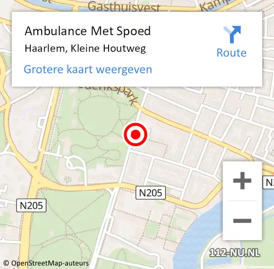 Locatie op kaart van de 112 melding: Ambulance Met Spoed Naar Haarlem, Kleine Houtweg op 29 april 2024 14:56