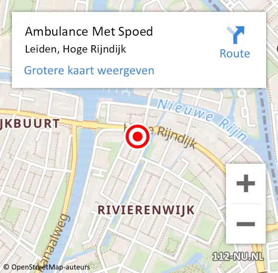 Locatie op kaart van de 112 melding: Ambulance Met Spoed Naar Leiden, Hoge Rijndijk op 29 april 2024 15:01