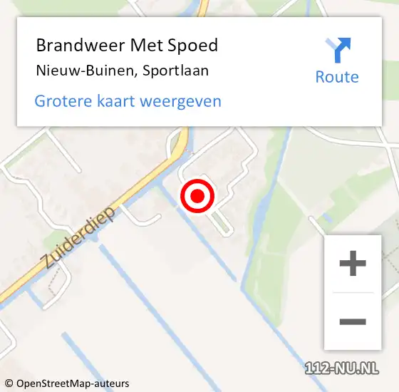 Locatie op kaart van de 112 melding: Brandweer Met Spoed Naar Nieuw-Buinen, Sportlaan op 29 april 2024 15:05