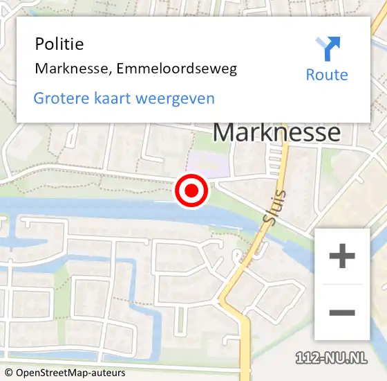 Locatie op kaart van de 112 melding: Politie Marknesse, Emmeloordseweg op 29 april 2024 15:06