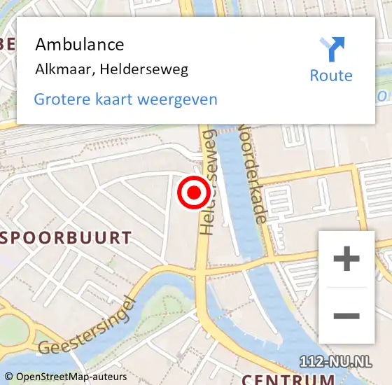 Locatie op kaart van de 112 melding: Ambulance Alkmaar, Helderseweg op 29 april 2024 15:06