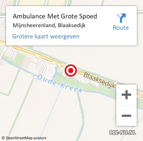 Locatie op kaart van de 112 melding: Ambulance Met Grote Spoed Naar Mijnsheerenland, Blaaksedijk op 29 april 2024 15:22