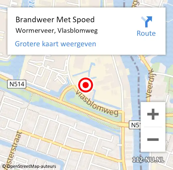 Locatie op kaart van de 112 melding: Brandweer Met Spoed Naar Wormerveer, Vlasblomweg op 29 april 2024 15:30