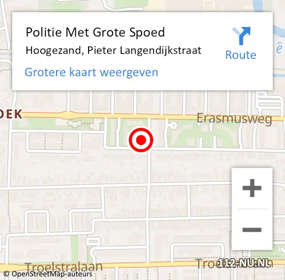 Locatie op kaart van de 112 melding: Politie Met Grote Spoed Naar Hoogezand, Pieter Langendijkstraat op 29 april 2024 15:37