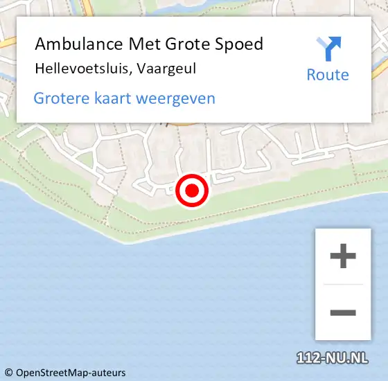 Locatie op kaart van de 112 melding: Ambulance Met Grote Spoed Naar Hellevoetsluis, Vaargeul op 29 april 2024 15:53