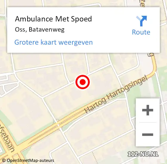 Locatie op kaart van de 112 melding: Ambulance Met Spoed Naar Oss, Batavenweg op 4 oktober 2014 03:09