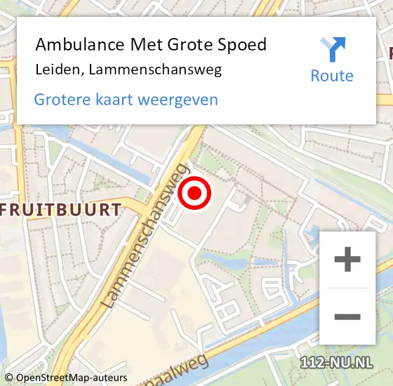 Locatie op kaart van de 112 melding: Ambulance Met Grote Spoed Naar Leiden, Lammenschansweg op 29 april 2024 15:57