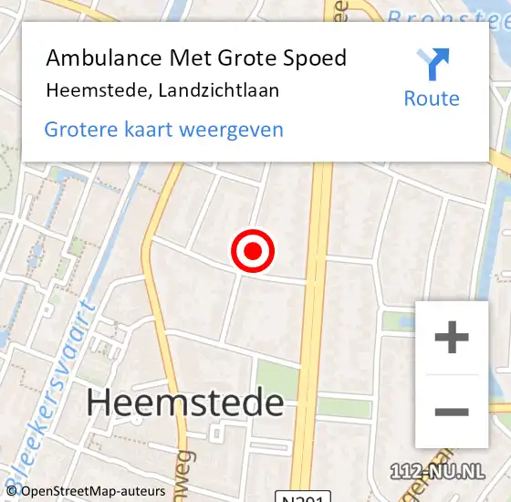 Locatie op kaart van de 112 melding: Ambulance Met Grote Spoed Naar Heemstede, Landzichtlaan op 29 april 2024 16:00