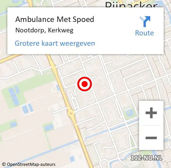 Locatie op kaart van de 112 melding: Ambulance Met Spoed Naar Nootdorp, Kerkweg op 29 april 2024 16:02