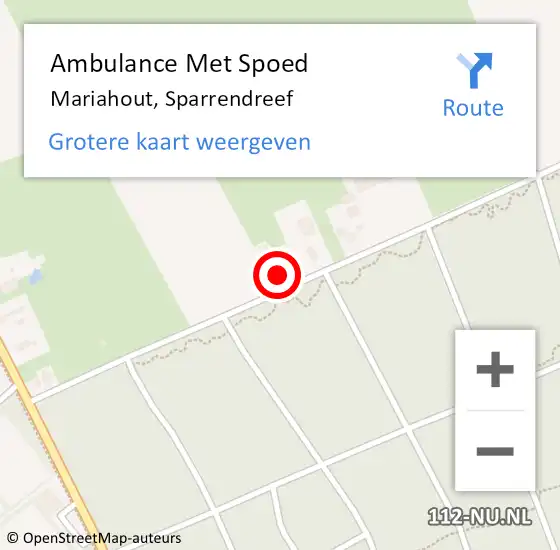 Locatie op kaart van de 112 melding: Ambulance Met Spoed Naar Mariahout, Sparrendreef op 4 oktober 2014 03:11