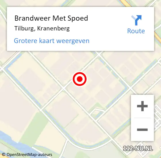 Locatie op kaart van de 112 melding: Brandweer Met Spoed Naar Tilburg, Kranenberg op 29 april 2024 16:16