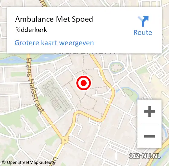 Locatie op kaart van de 112 melding: Ambulance Met Spoed Naar Ridderkerk op 29 april 2024 16:18