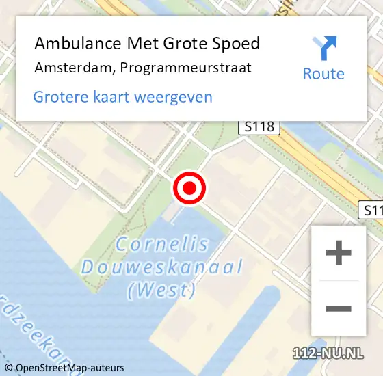 Locatie op kaart van de 112 melding: Ambulance Met Grote Spoed Naar Amsterdam, Programmeurstraat op 29 april 2024 16:22