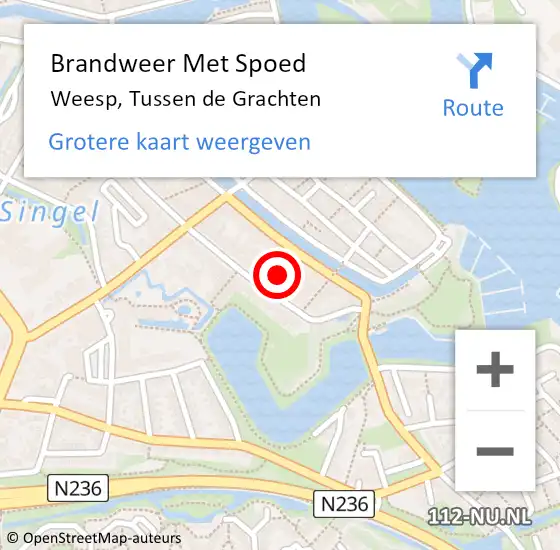 Locatie op kaart van de 112 melding: Brandweer Met Spoed Naar Weesp, Tussen de Grachten op 29 april 2024 16:31