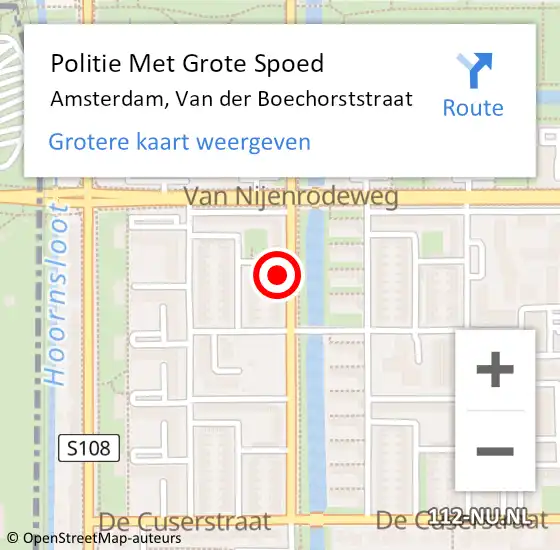 Locatie op kaart van de 112 melding: Politie Met Grote Spoed Naar Amsterdam, Van der Boechorststraat op 29 april 2024 16:32