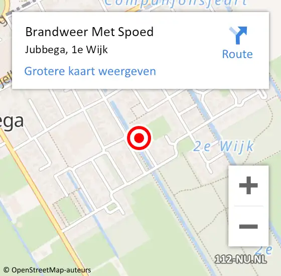 Locatie op kaart van de 112 melding: Brandweer Met Spoed Naar Jubbega, 1e Wijk op 29 april 2024 16:36