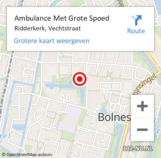 Locatie op kaart van de 112 melding: Ambulance Met Grote Spoed Naar Ridderkerk, Vechtstraat op 29 april 2024 16:39