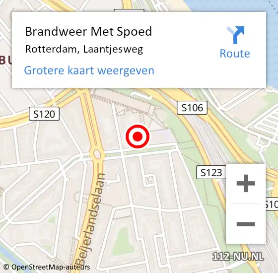 Locatie op kaart van de 112 melding: Brandweer Met Spoed Naar Rotterdam, Laantjesweg op 29 april 2024 16:39
