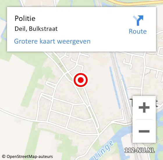 Locatie op kaart van de 112 melding: Politie Deil, Bulkstraat op 29 april 2024 16:51