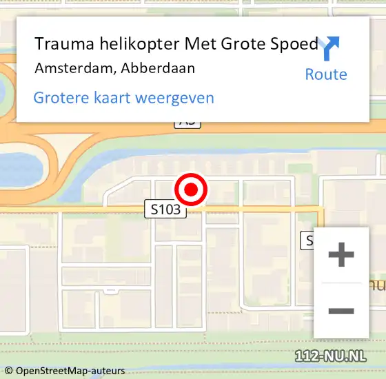 Locatie op kaart van de 112 melding: Trauma helikopter Met Grote Spoed Naar Amsterdam, Abberdaan op 29 april 2024 16:55