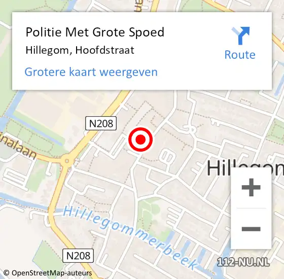 Locatie op kaart van de 112 melding: Politie Met Grote Spoed Naar Hillegom, Hoofdstraat op 29 april 2024 16:57