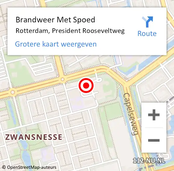 Locatie op kaart van de 112 melding: Brandweer Met Spoed Naar Rotterdam, President Rooseveltweg op 29 april 2024 17:06