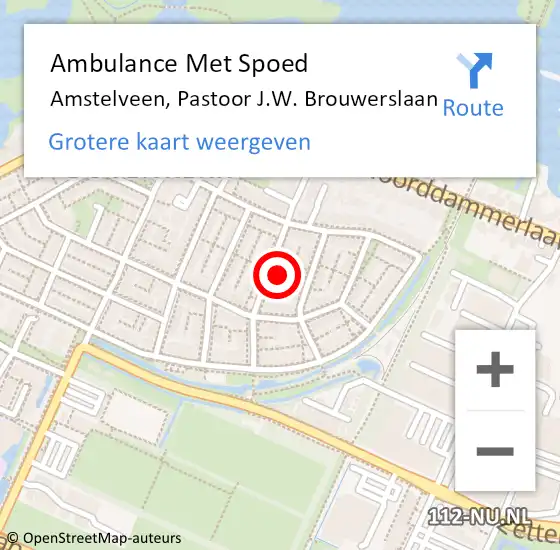Locatie op kaart van de 112 melding: Ambulance Met Spoed Naar Amstelveen, Pastoor J.W. Brouwerslaan op 29 april 2024 17:07