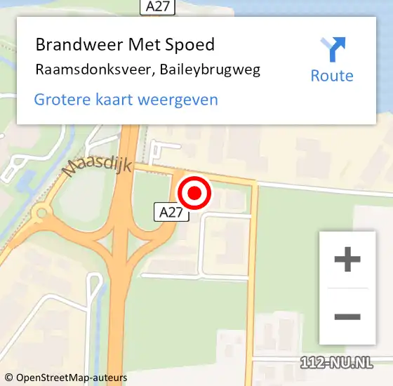 Locatie op kaart van de 112 melding: Brandweer Met Spoed Naar Raamsdonksveer, Baileybrugweg op 29 april 2024 17:07