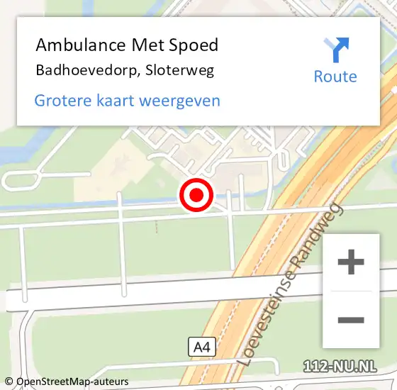 Locatie op kaart van de 112 melding: Ambulance Met Spoed Naar Badhoevedorp, Sloterweg op 29 april 2024 17:20