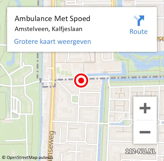 Locatie op kaart van de 112 melding: Ambulance Met Spoed Naar Amstelveen, Kalfjeslaan op 29 april 2024 17:21