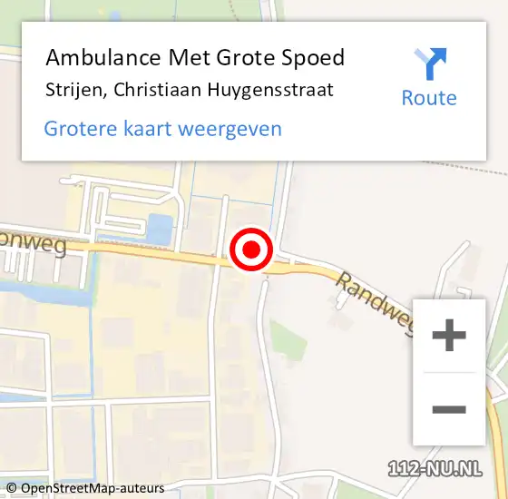 Locatie op kaart van de 112 melding: Ambulance Met Grote Spoed Naar Strijen, Christiaan Huygensstraat op 29 april 2024 17:23