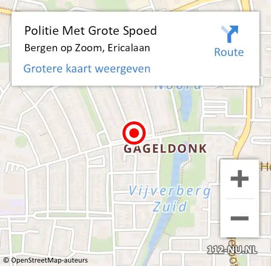 Locatie op kaart van de 112 melding: Politie Met Grote Spoed Naar Bergen op Zoom, Ericalaan op 29 april 2024 17:31