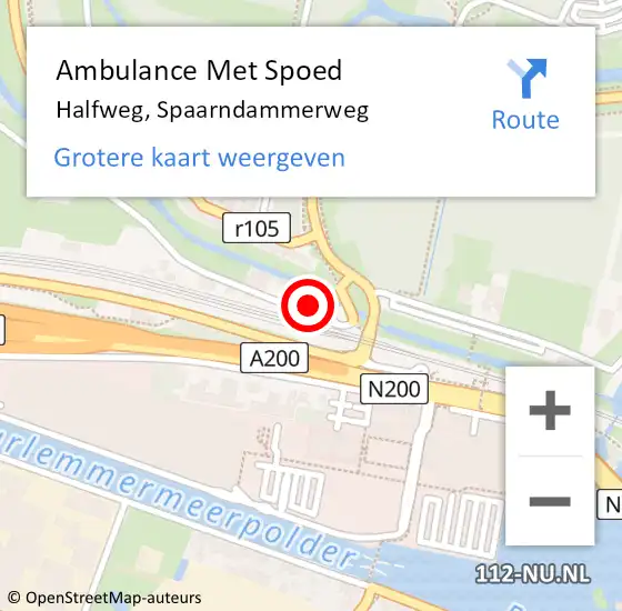 Locatie op kaart van de 112 melding: Ambulance Met Spoed Naar Halfweg, Spaarndammerweg op 29 april 2024 17:32