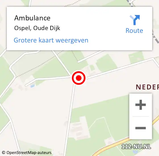 Locatie op kaart van de 112 melding: Ambulance Ospel, Oude Dijk op 4 oktober 2014 03:42