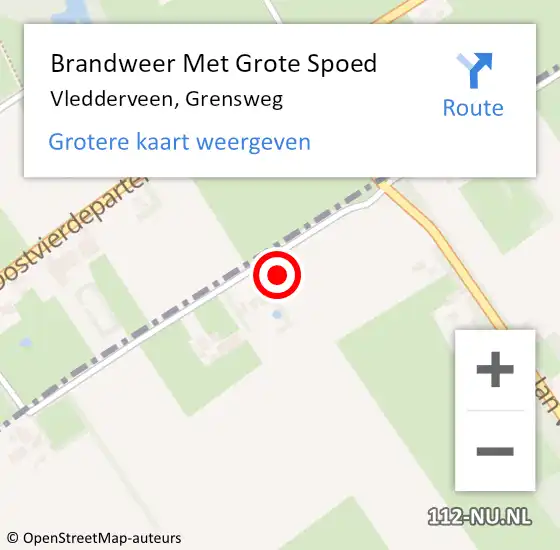 Locatie op kaart van de 112 melding: Brandweer Met Grote Spoed Naar Vledderveen, Grensweg op 29 april 2024 17:50