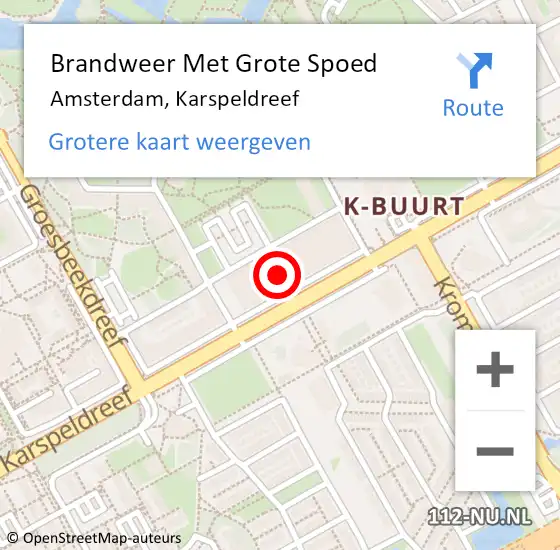 Locatie op kaart van de 112 melding: Brandweer Met Grote Spoed Naar Amsterdam, Karspeldreef op 29 april 2024 17:52