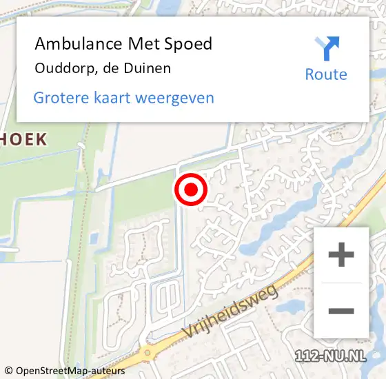 Locatie op kaart van de 112 melding: Ambulance Met Spoed Naar Ouddorp, de Duinen op 29 april 2024 17:53