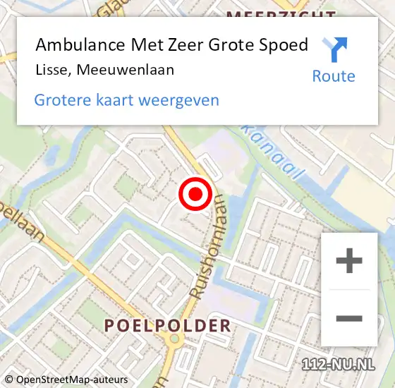 Locatie op kaart van de 112 melding: Ambulance Met Zeer Grote Spoed Naar Lisse, Meeuwenlaan op 29 april 2024 18:02