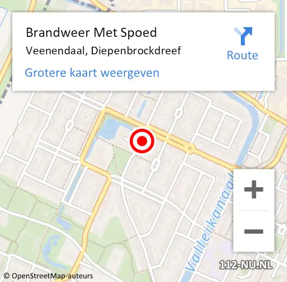 Locatie op kaart van de 112 melding: Brandweer Met Spoed Naar Veenendaal, Diepenbrockdreef op 29 april 2024 18:26