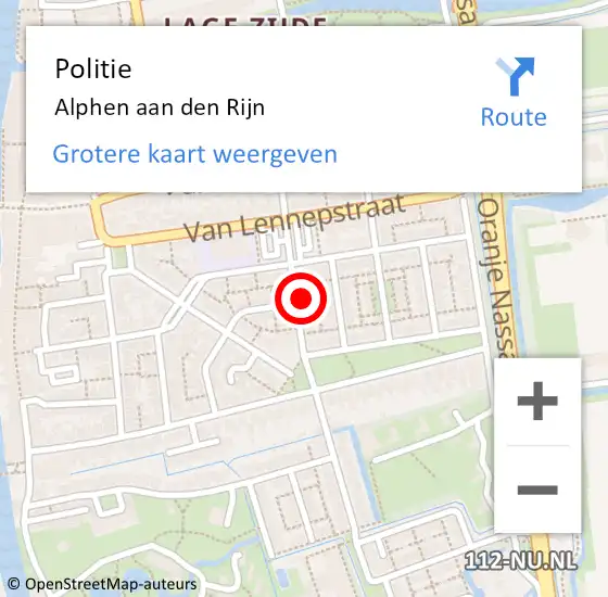 Locatie op kaart van de 112 melding: Politie Alphen aan den Rijn op 29 april 2024 18:31