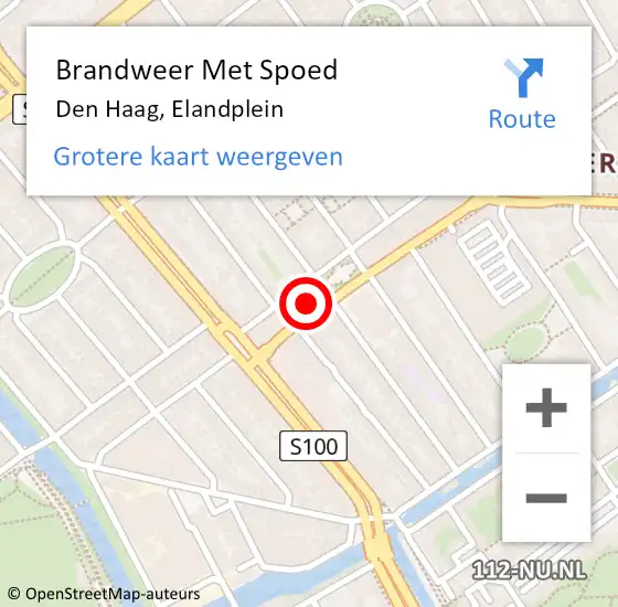 Locatie op kaart van de 112 melding: Brandweer Met Spoed Naar Den Haag, Elandplein op 29 april 2024 18:37