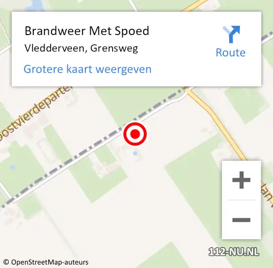 Locatie op kaart van de 112 melding: Brandweer Met Spoed Naar Vledderveen, Grensweg op 29 april 2024 18:50