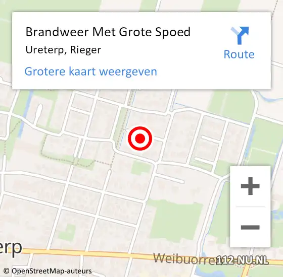 Locatie op kaart van de 112 melding: Brandweer Met Grote Spoed Naar Ureterp, Rieger op 29 april 2024 18:54